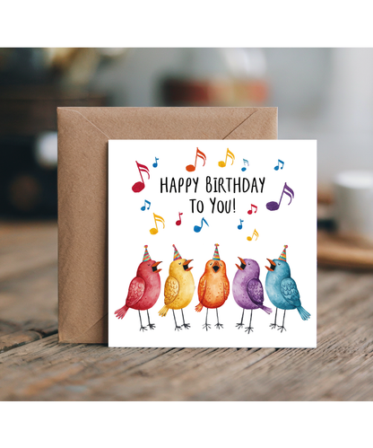 Birthday Card Cheerful Birds Singing Happy Birthday to You
