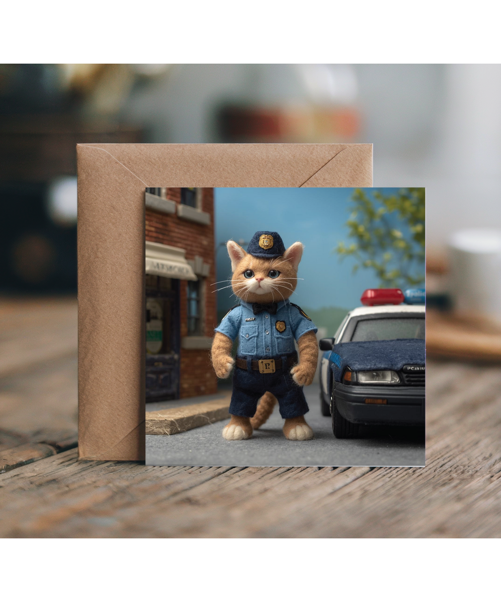 2D felt style cat police officer