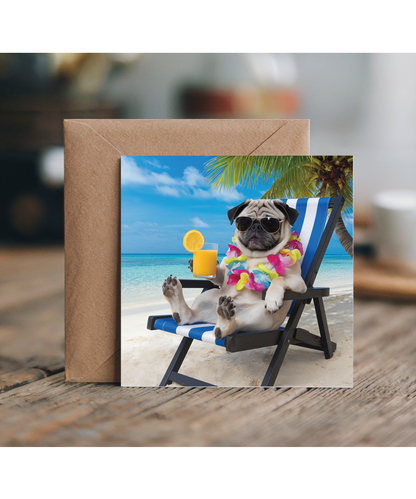 pug on the beach