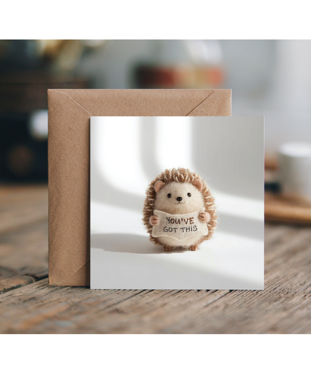 2D felt style You've got this positive hedgehog