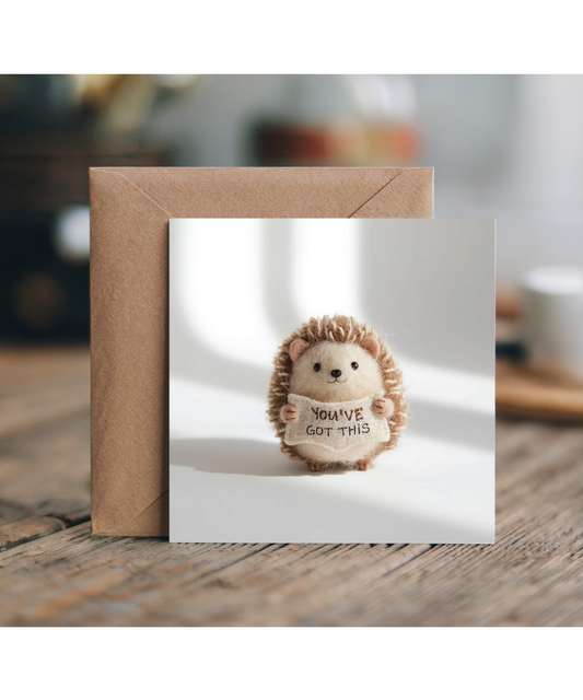 2D felt style You've got this positive hedgehog