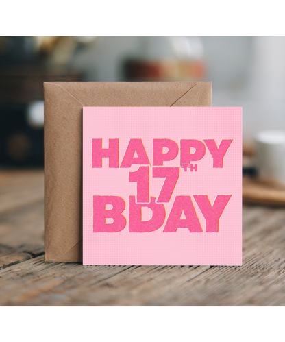 Pink scrapbook style Happy 17th Birthday