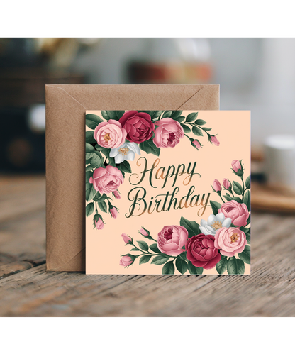 Happy Birthday Card For Her Floral Garland