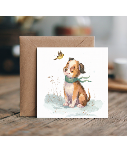 Puppy painting in the snow