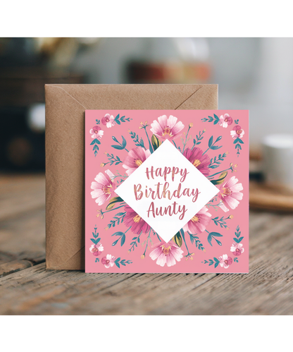 Happy Birthday Card Painted Floral Illustrations for Aunty