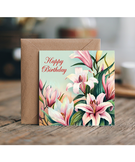 Happy Birthday Card for Her Mum cards for women floral lilies
