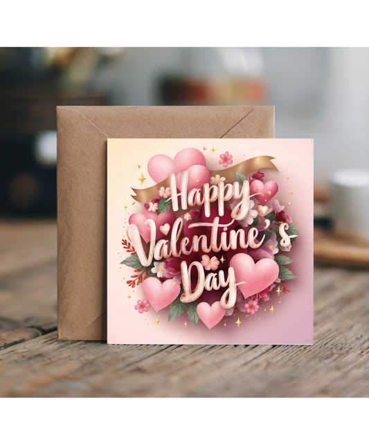 Happy Valentines Day Card for Girlfriend and Boyfriend Heart Bouquet