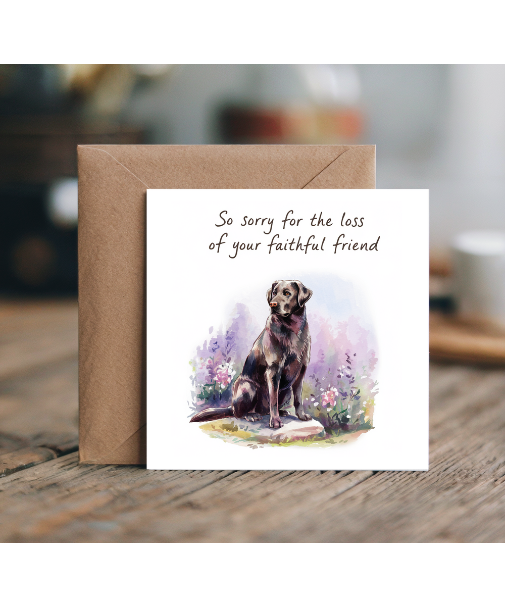 Sympathy Card for the Loss of a Pet Dog Faithful Friend Black Labrador Retriever