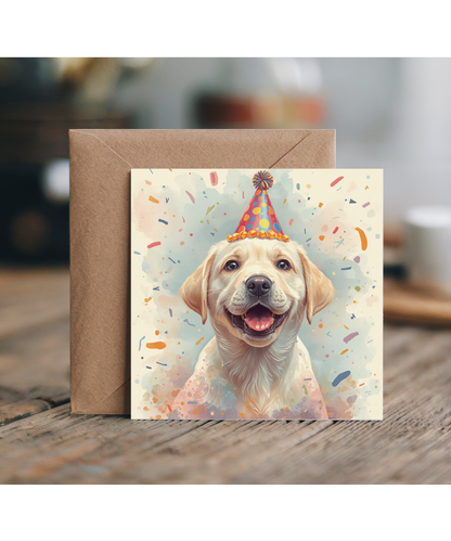Labrador dog party hat birthday celebrations