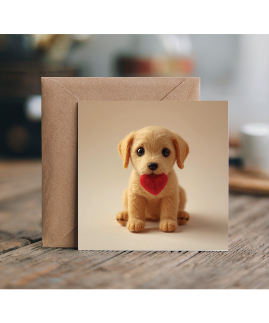 2D felt style Love Golden labrador