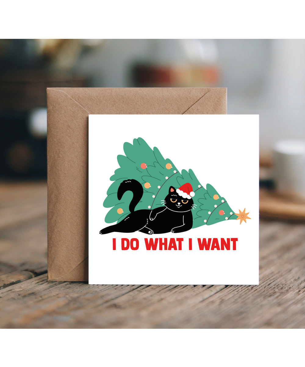 Hilarious Christmas Card Sassy Naughty Cat I Do What I Want