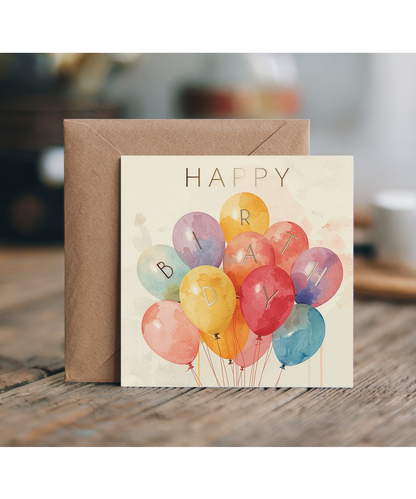 happy Birthday watercolour balloons