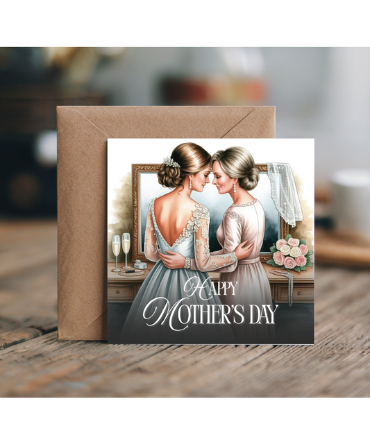 Happy Mother's Day watercolour glammed up mother daughter