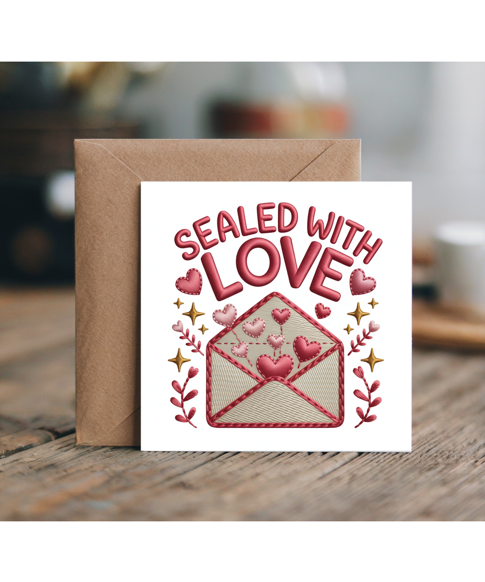 Embroidered style sealed with love valentines