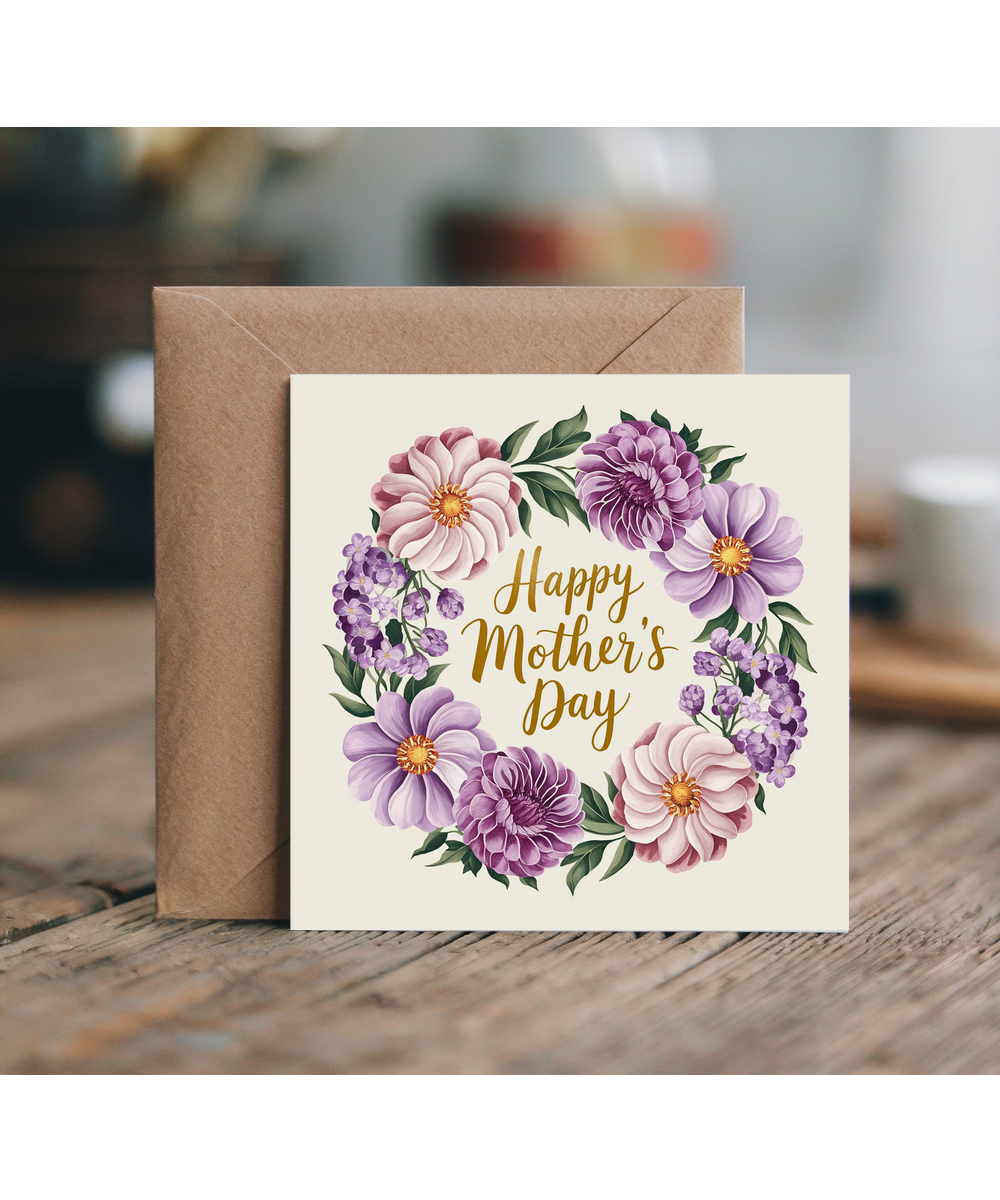Happy Mother’s Day Card painted floral design for Mum
