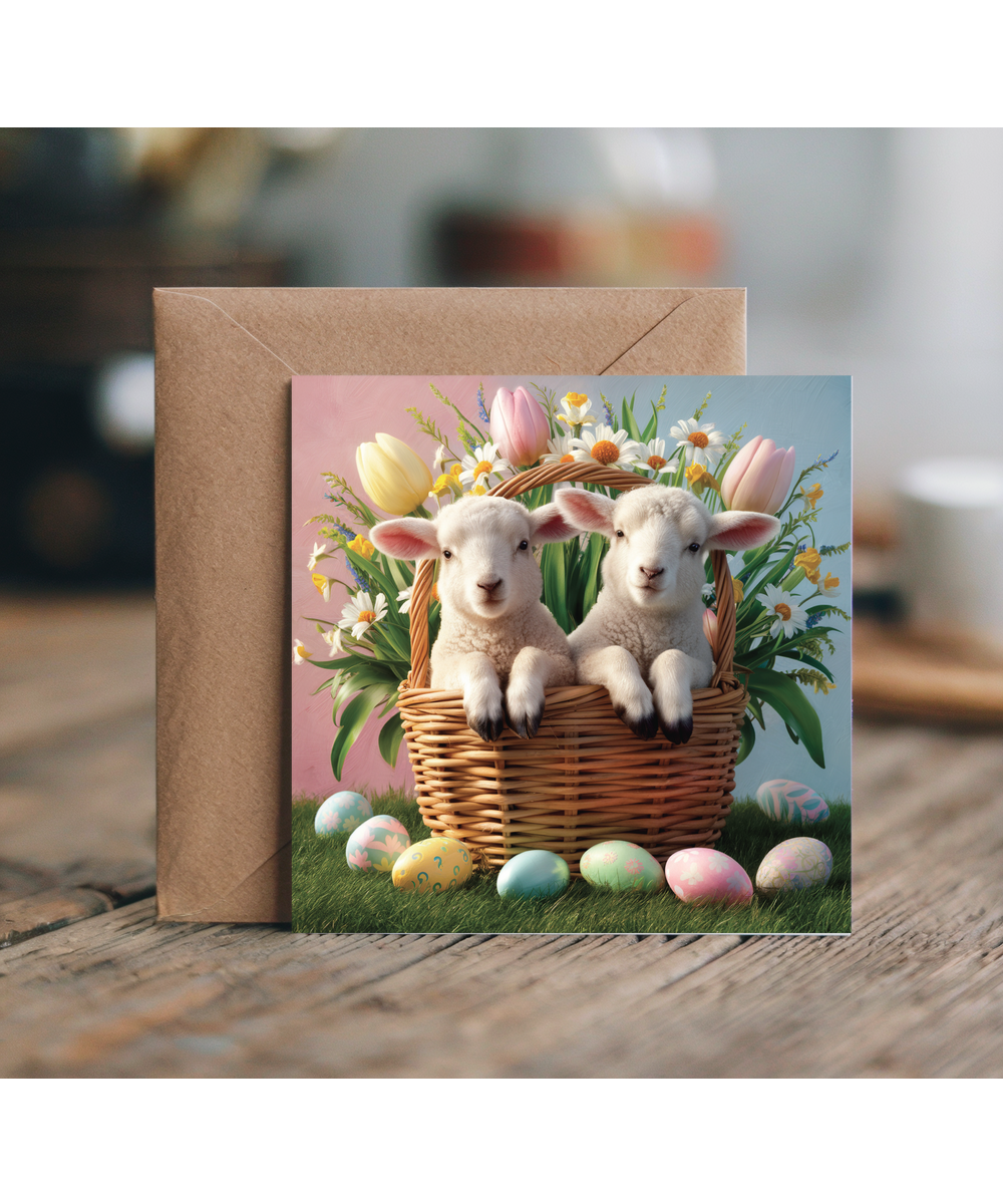 adorable baby lambs in easter basket
