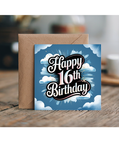 Happy 16th Birthday Card for son boy pastel blue