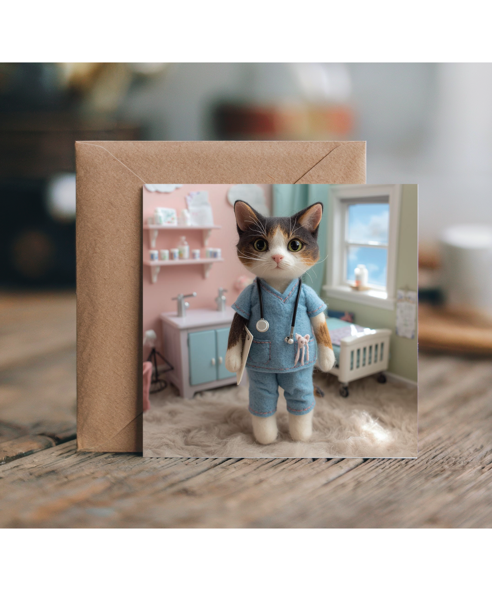 2D felt style cat nurse