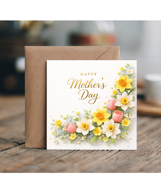 Happy Mothers Day Card Beautiful Spring Blooms with Dimensional Effect