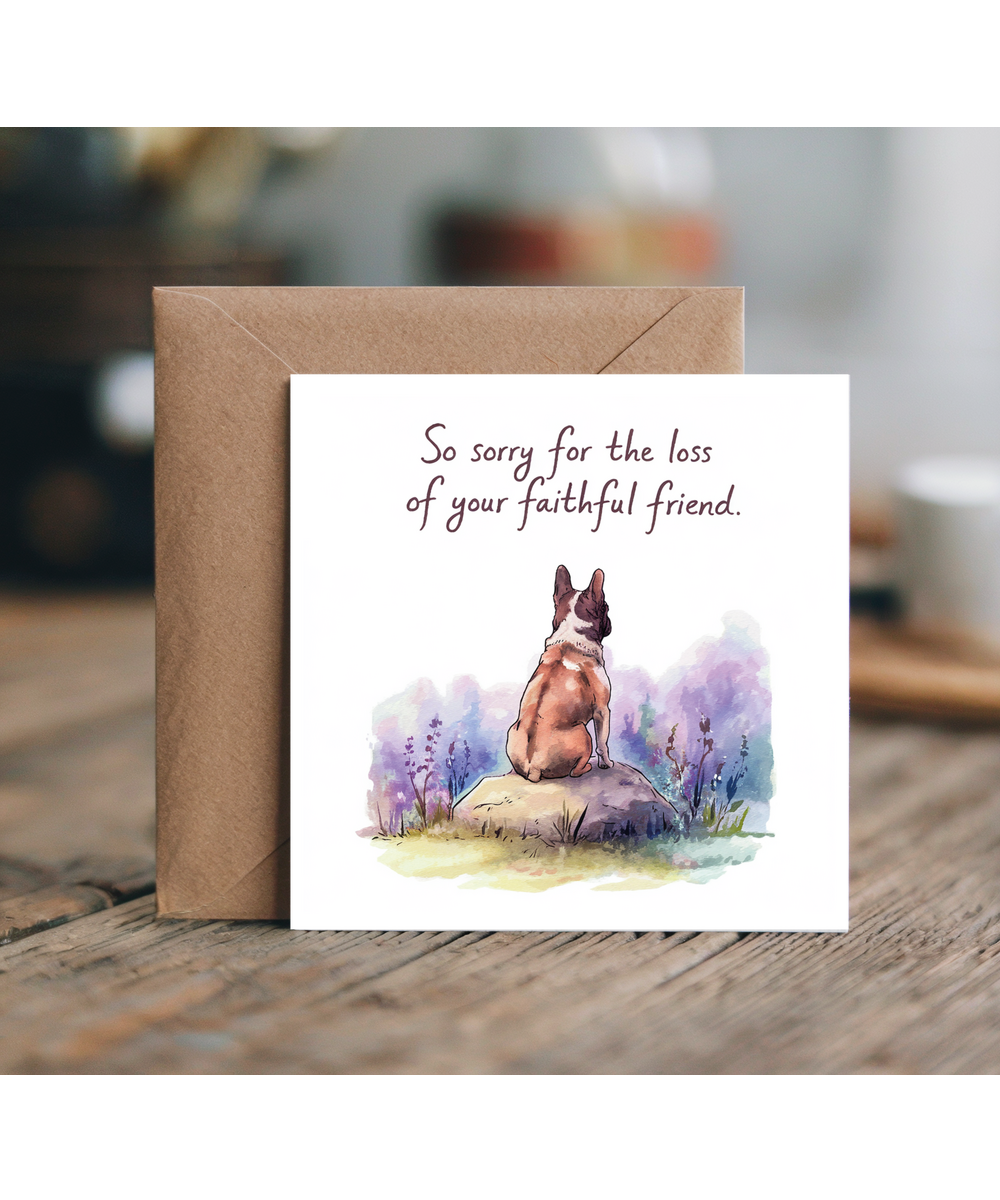 Sympathy Card for the Loss of a Pet Dog Faithful Friend French Bulldog