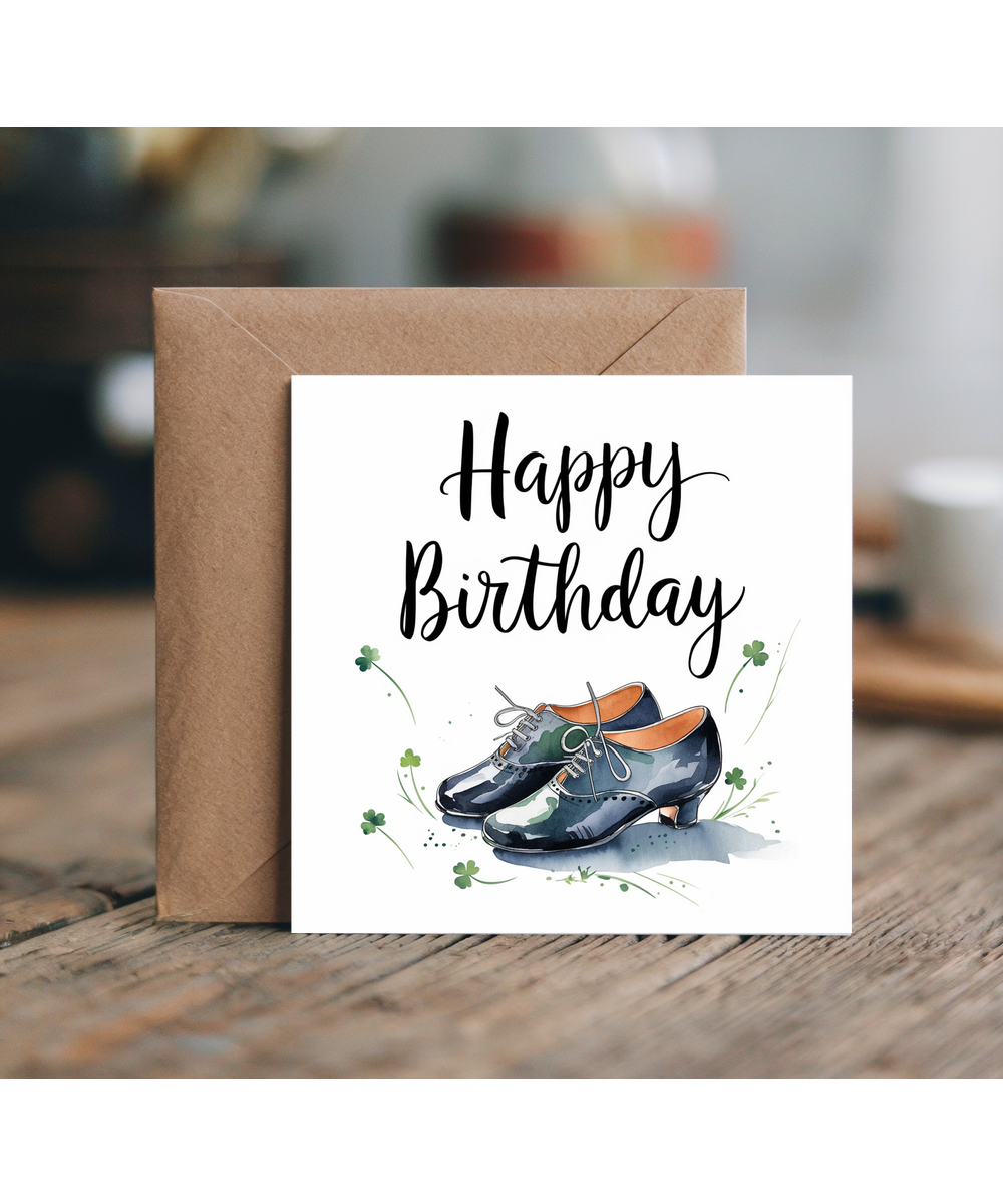 Happy Birthday Card for Irish Dancer with Dancing Shoes Illustration