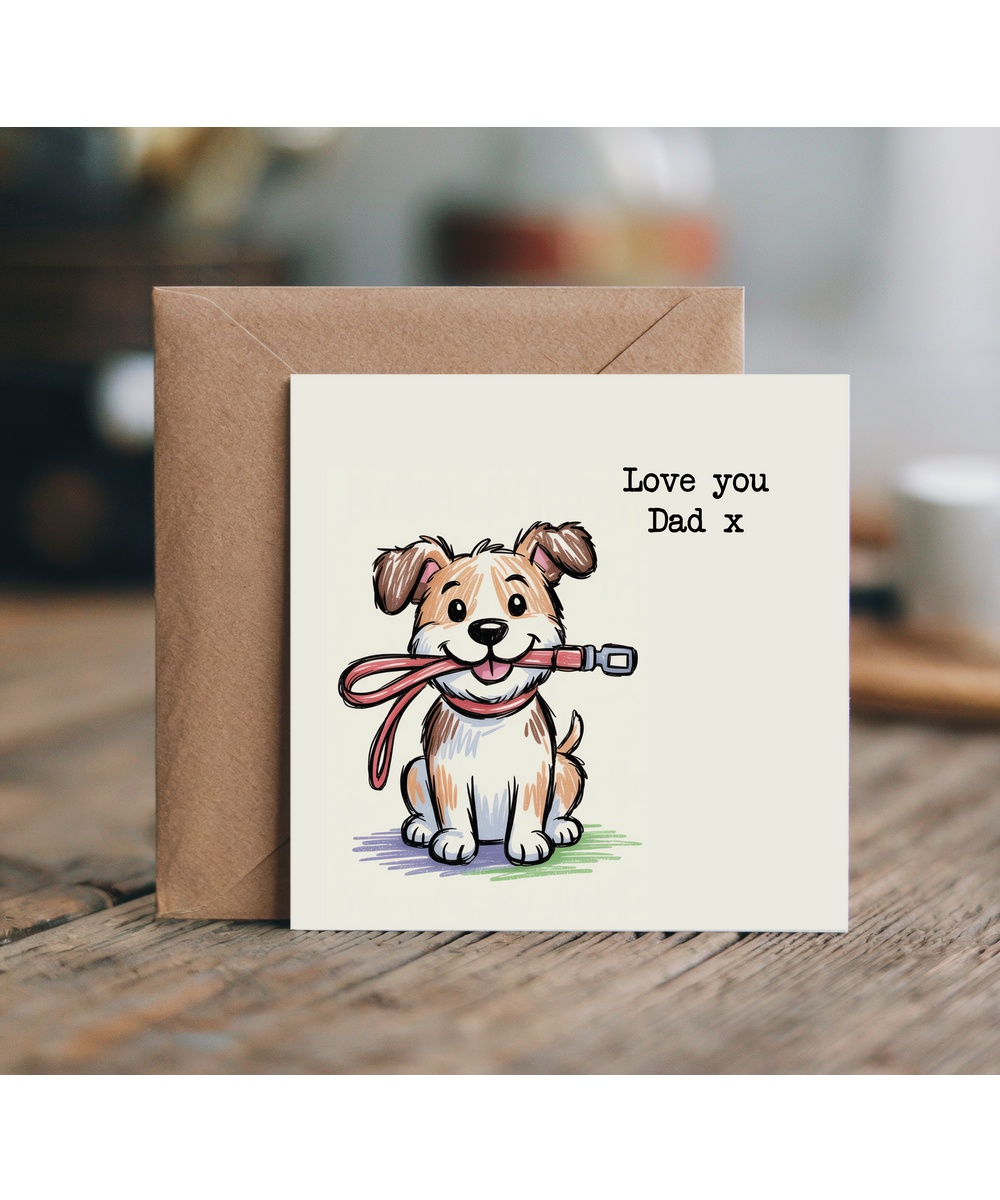 Father's Day Hand drawn dog lead love you dad x