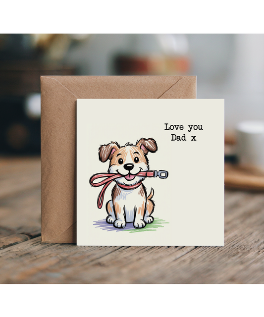 Father's Day Hand drawn dog lead love you dad x