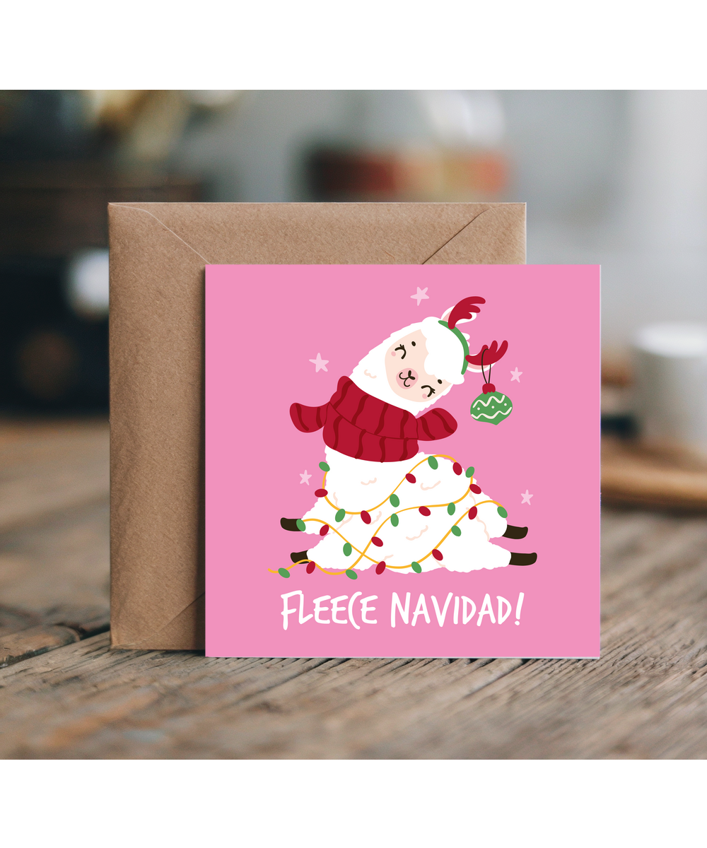 Funny Christmas Card with Lama Fleece Navidad