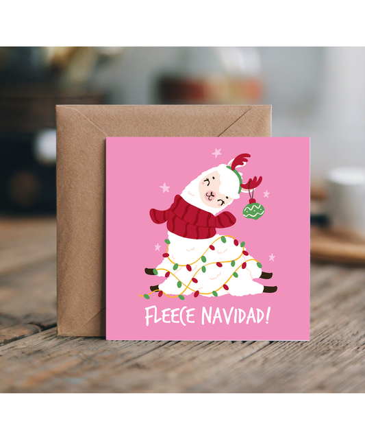 Funny Christmas Card with Lama Fleece Navidad