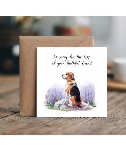 Sympathy Card for the Loss of a Pet Dog Faithful Friend Beagle