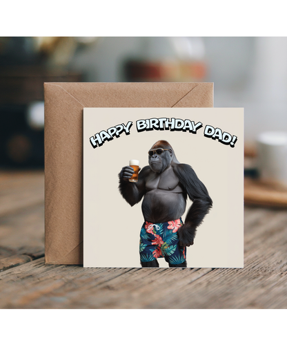 Gorilla swim shorts  sunglasses happy birthday dad
