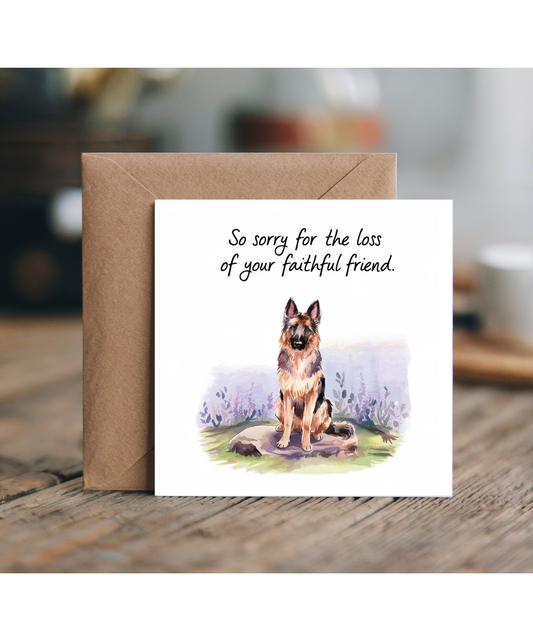 Sympathy Card for the Loss of a Pet Dog Faithful Friend German Shepherd