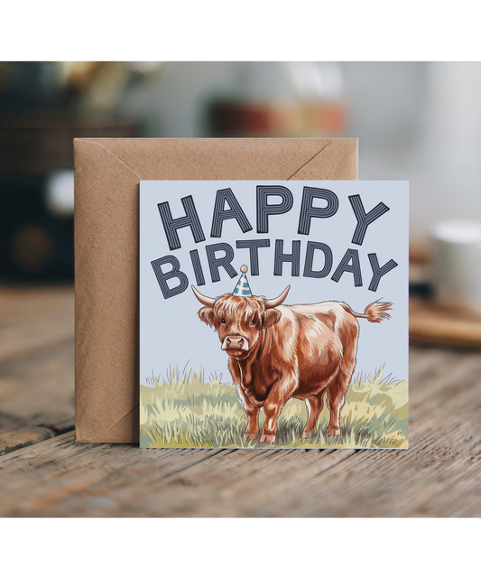 Happy Birthday Card Highland Cow