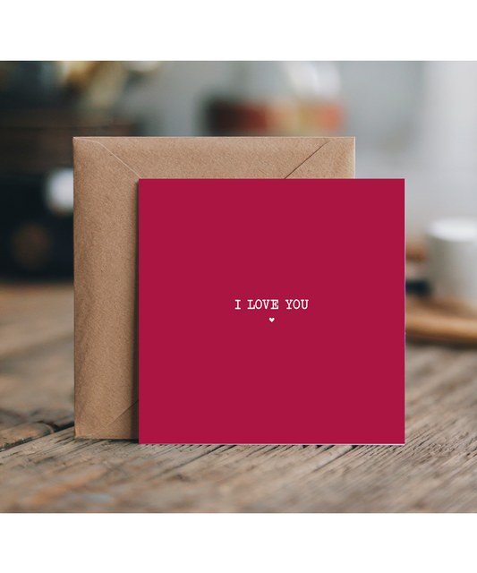 Minimalist I Love You Card for Husband Wife Boyfriend Girlfriend Family