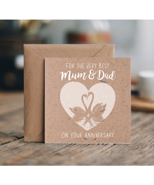 Happy Anniversary Card for the Very Best Mum and Dad Swan Design
