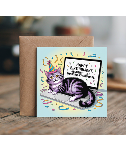 Cat On Laptop Happy Birthday