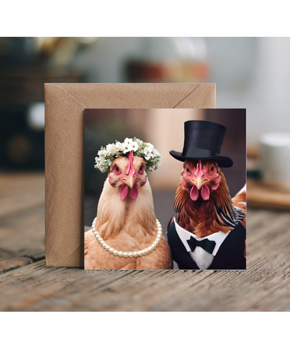 funny chicken bride and groom