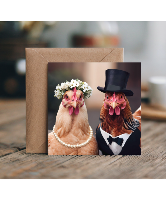 funny chicken bride and groom