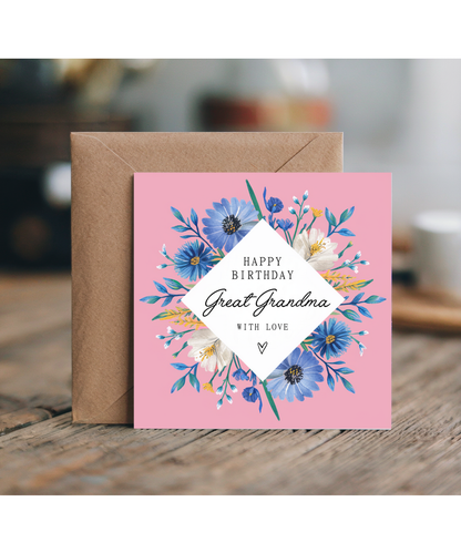 Beautiful Birthday Card for Great Grandma With Love and Flowers