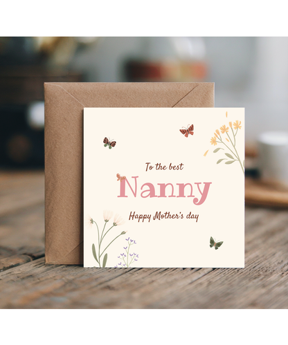 to the best nanny, Happy Mother's Day butterfly garden