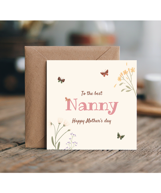 to the best nanny, Happy Mother's Day butterfly garden