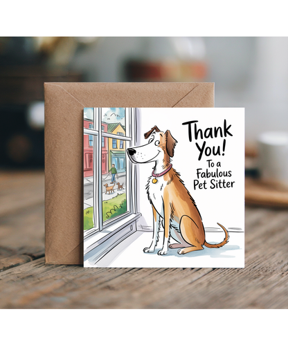 Funny Dog Thank You Card To a Fabulous Pet Sitter