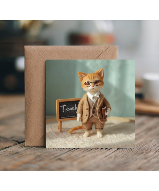 2D felt style cat teacher