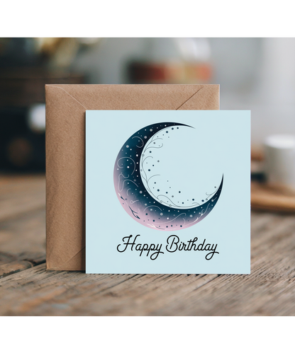 Happy Birthday card dreamy crescent moon