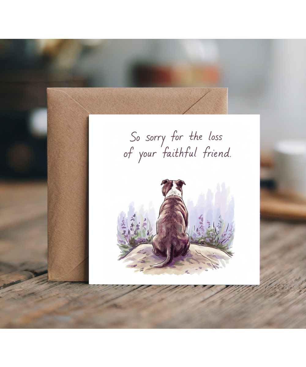 Sympathy Card for the Loss of a Pet Dog Faithful Friend Staffordshire Bull Terrier