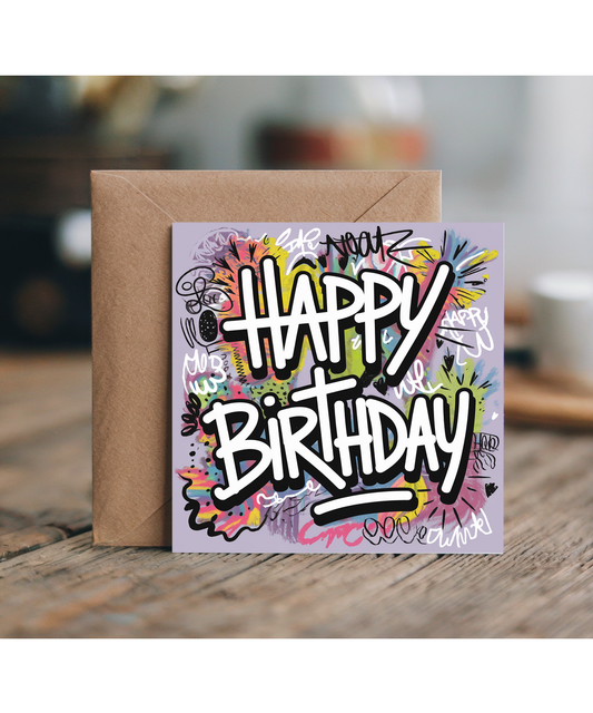 Happy Birthday Card graffiti doodles street art