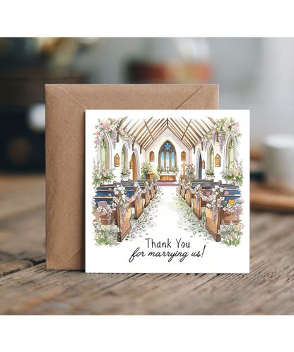 Wedding Officiant Thank You Card for Parish Priest or Vicar Thank You for Marrying Us