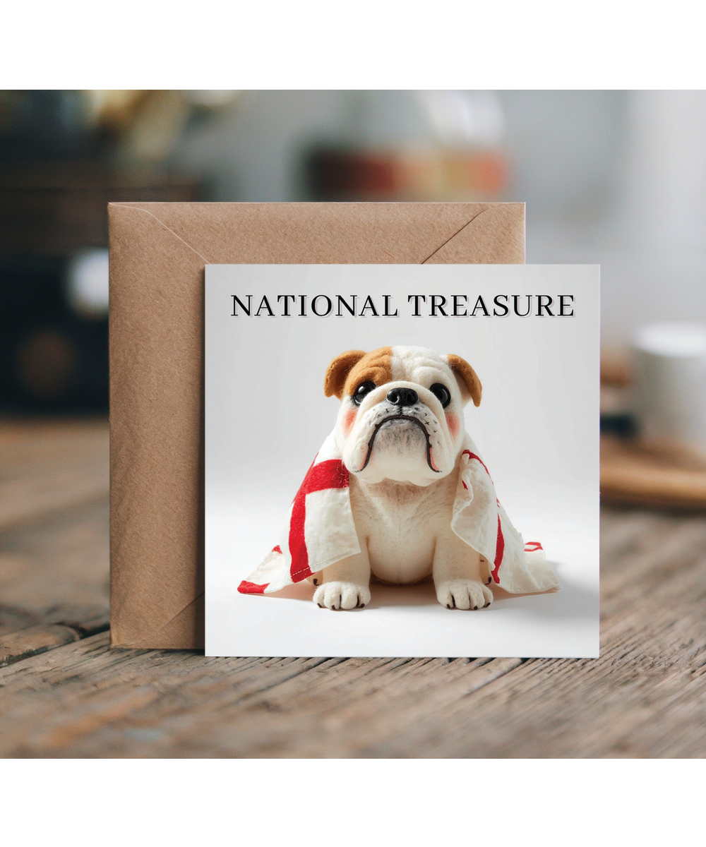 2D felt style english bulldog patriotic st georges cross flag