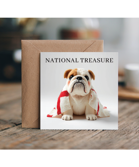 2D felt style english bulldog patriotic st georges cross flag