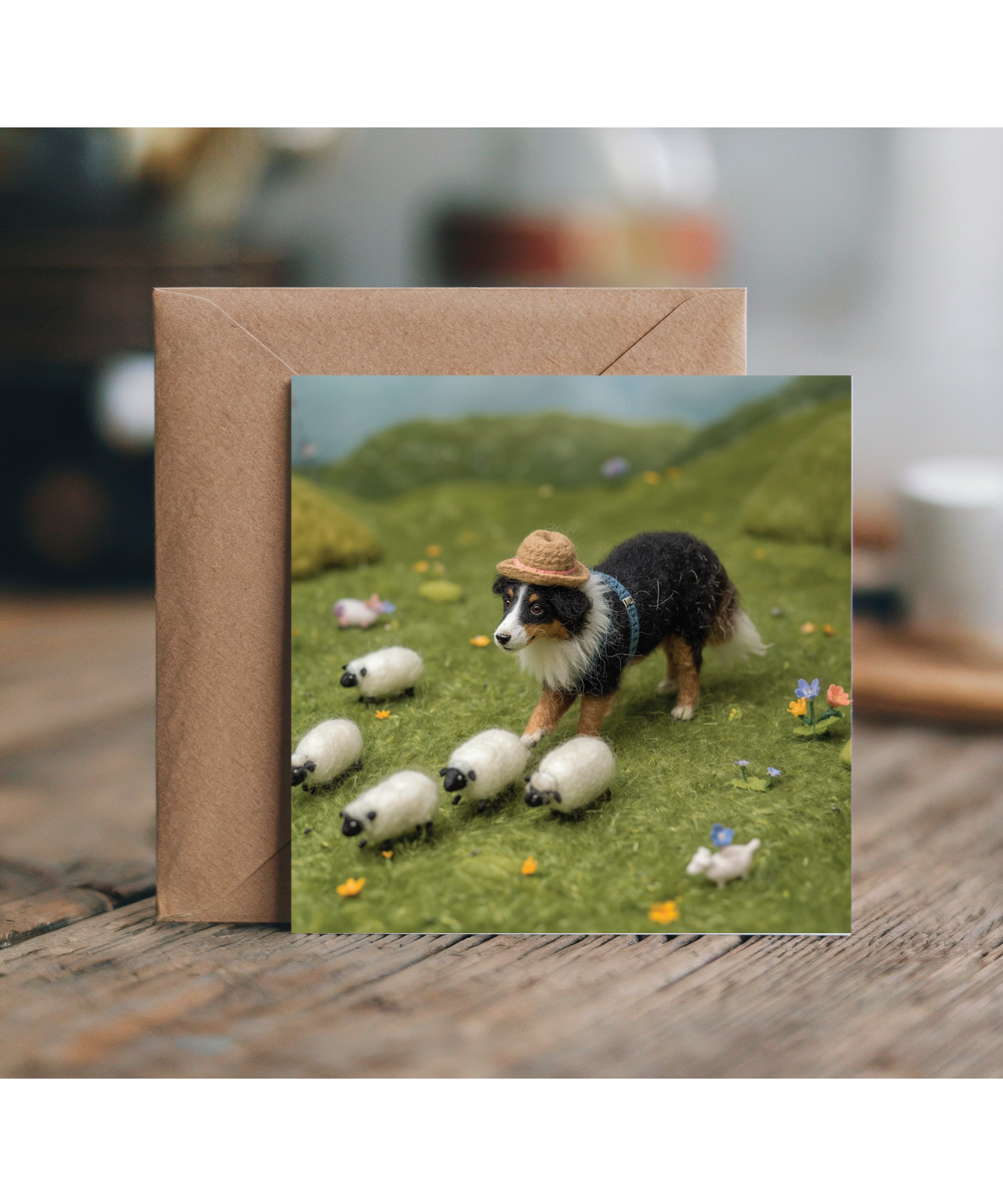 2D felt style border collie farmer
